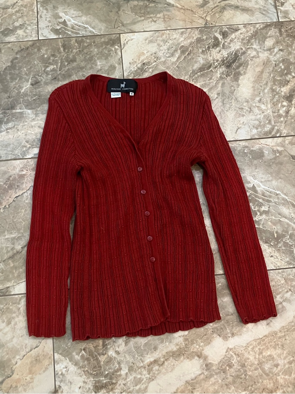 Peruvian Connection Alpaca Ribbed Boyfriend Cardigan
